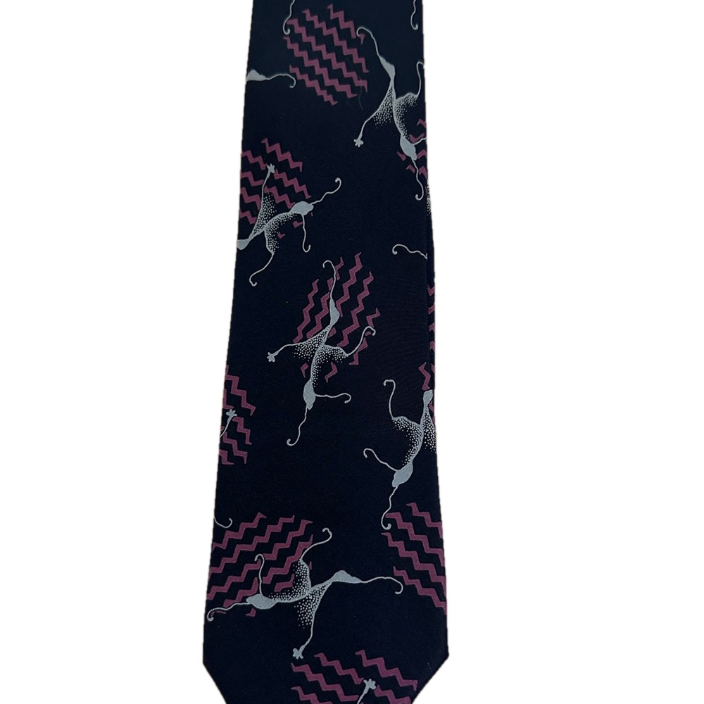 Deep Navy Tie with Pink and Gray  Design